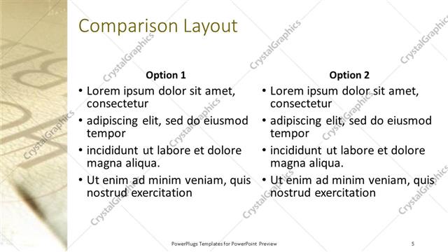 Comparison presentation slide layout