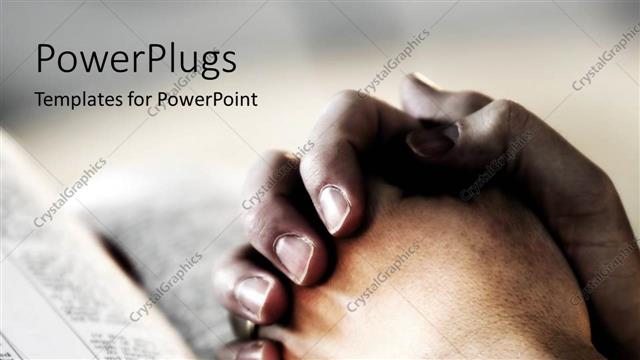  Presentation with faith - Praying reading the bible clasped hands as a metaphor for faith