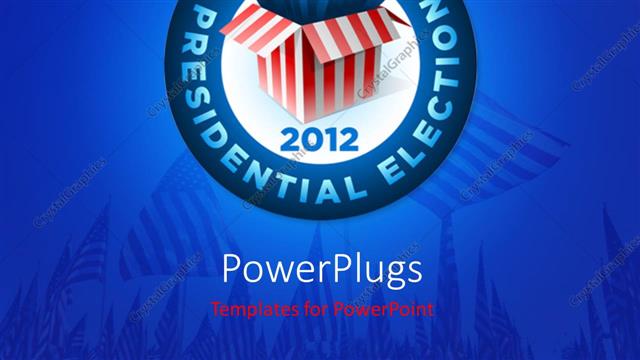  Presentation with election - Presidential election badge with exploding american star box and american flags