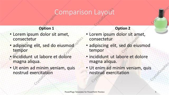 Comparison presentation slide layout