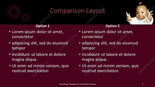 Comparison presentation slide layout