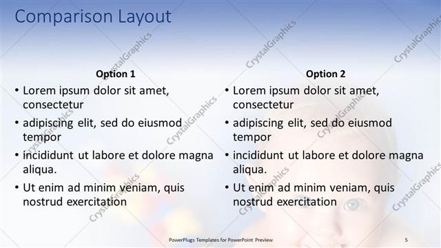Comparison presentation slide layout