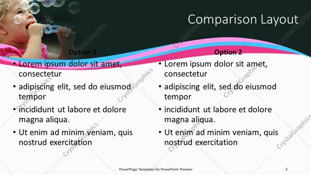 Comparison presentation slide layout