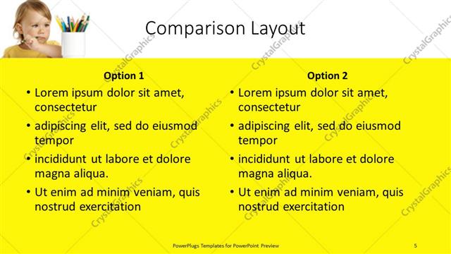 Comparison presentation slide layout