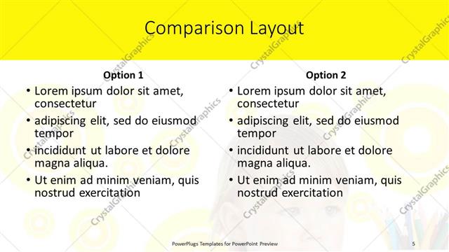 Comparison presentation slide layout