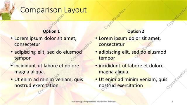 Comparison presentation slide layout