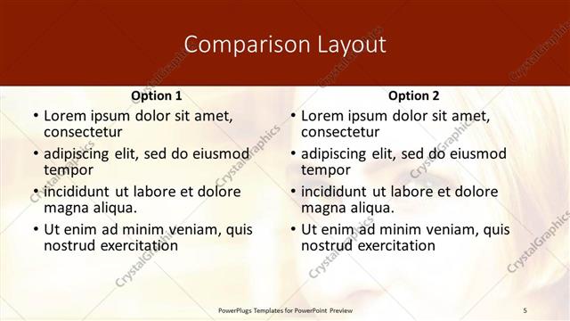 Comparison presentation slide layout
