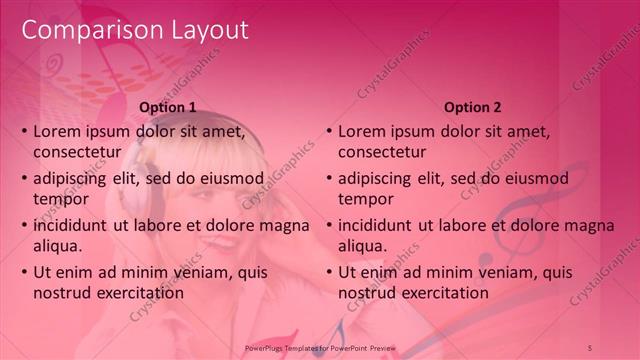 Comparison presentation slide layout