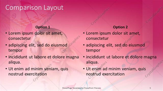 Comparison presentation slide layout