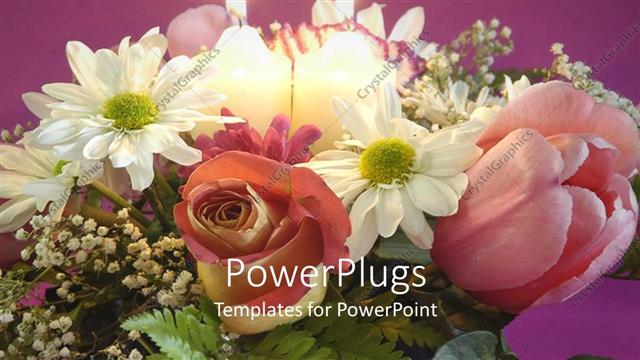  Presentation with candles - Pretty bouquet of flowers with two candles beside