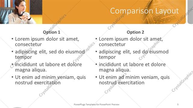 Comparison presentation slide layout