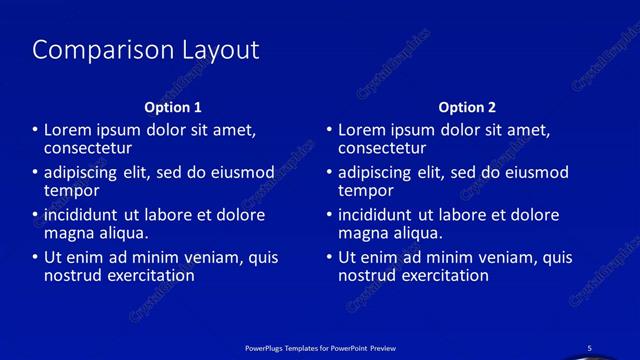 Comparison presentation slide layout