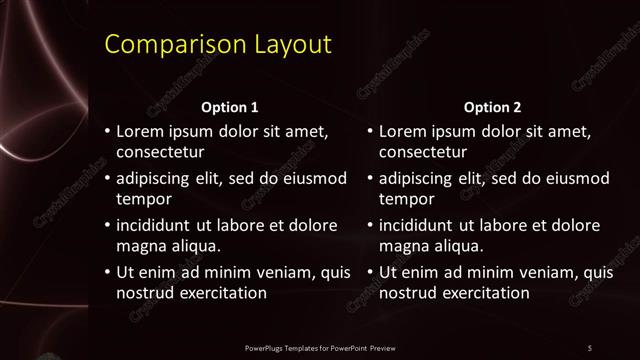 Comparison presentation slide layout