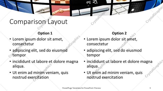 Comparison presentation slide layout