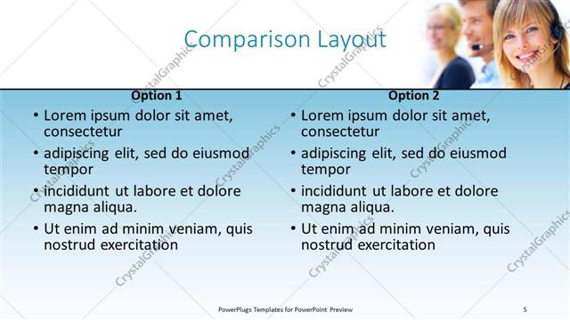 Comparison presentation slide layout