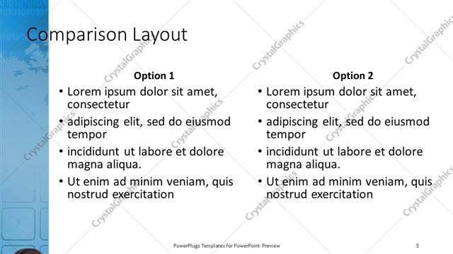 Comparison presentation slide layout
