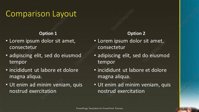 Comparison presentation slide layout