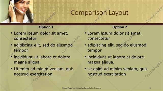 Comparison presentation slide layout