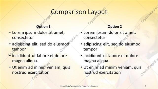 Comparison presentation slide layout
