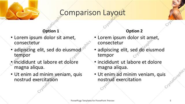 Comparison presentation slide layout