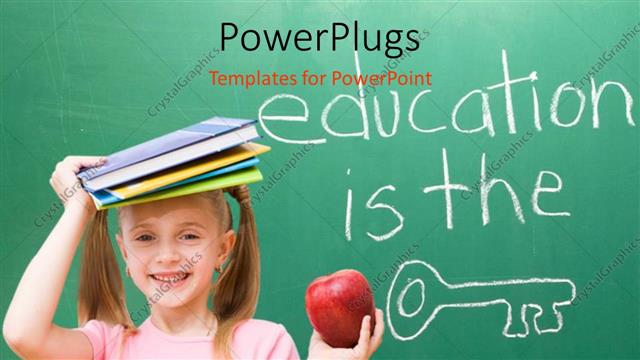  Presentation with key education - A pretty girl with text that spell out the words 