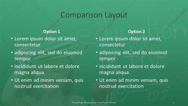 Comparison presentation slide layout