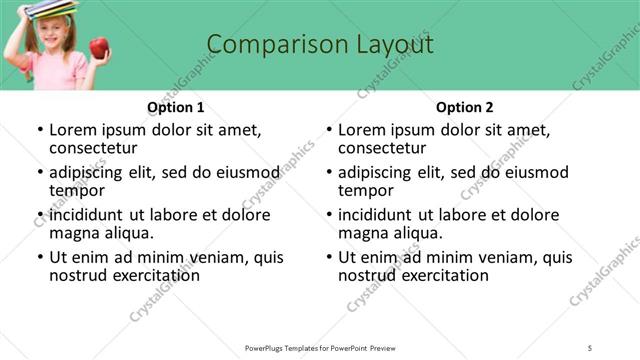 Comparison presentation slide layout