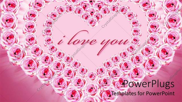 Presentation with pink roses - Pretty heart shaped formation of pink roses on a pink background