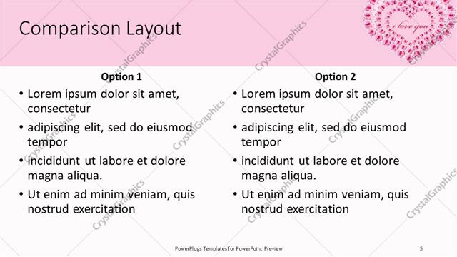 Comparison presentation slide layout