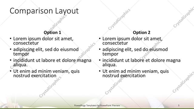 Comparison presentation slide layout
