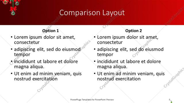 Comparison presentation slide layout