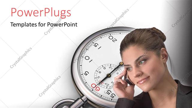  Presentation with phone - A pretty lady having a phone call and smiling