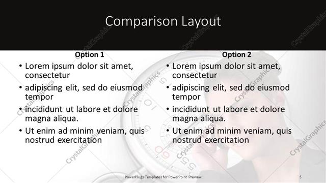 Comparison presentation slide layout