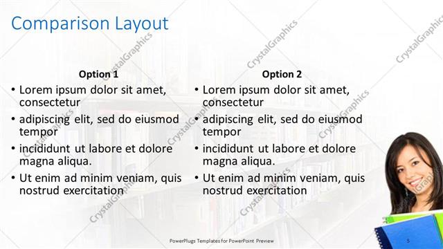 Comparison presentation slide layout