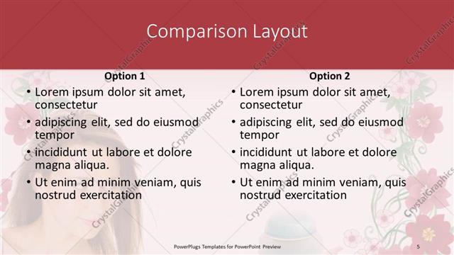 Comparison presentation slide layout