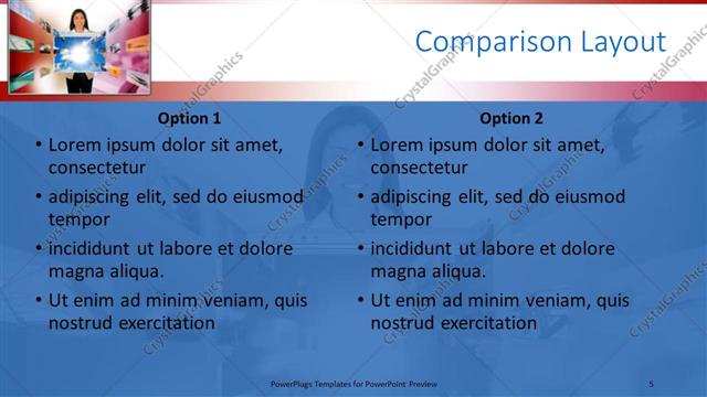 Comparison presentation slide layout