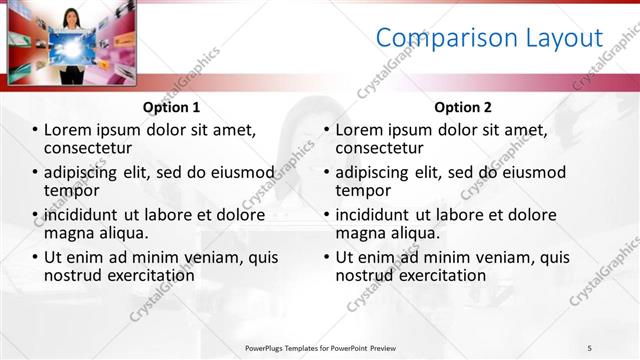 Comparison presentation slide layout