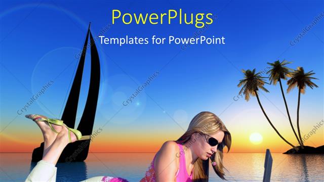  Presentation with lappy - A pretty lady laying on a river bank using a laptop