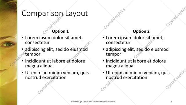 Comparison presentation slide layout