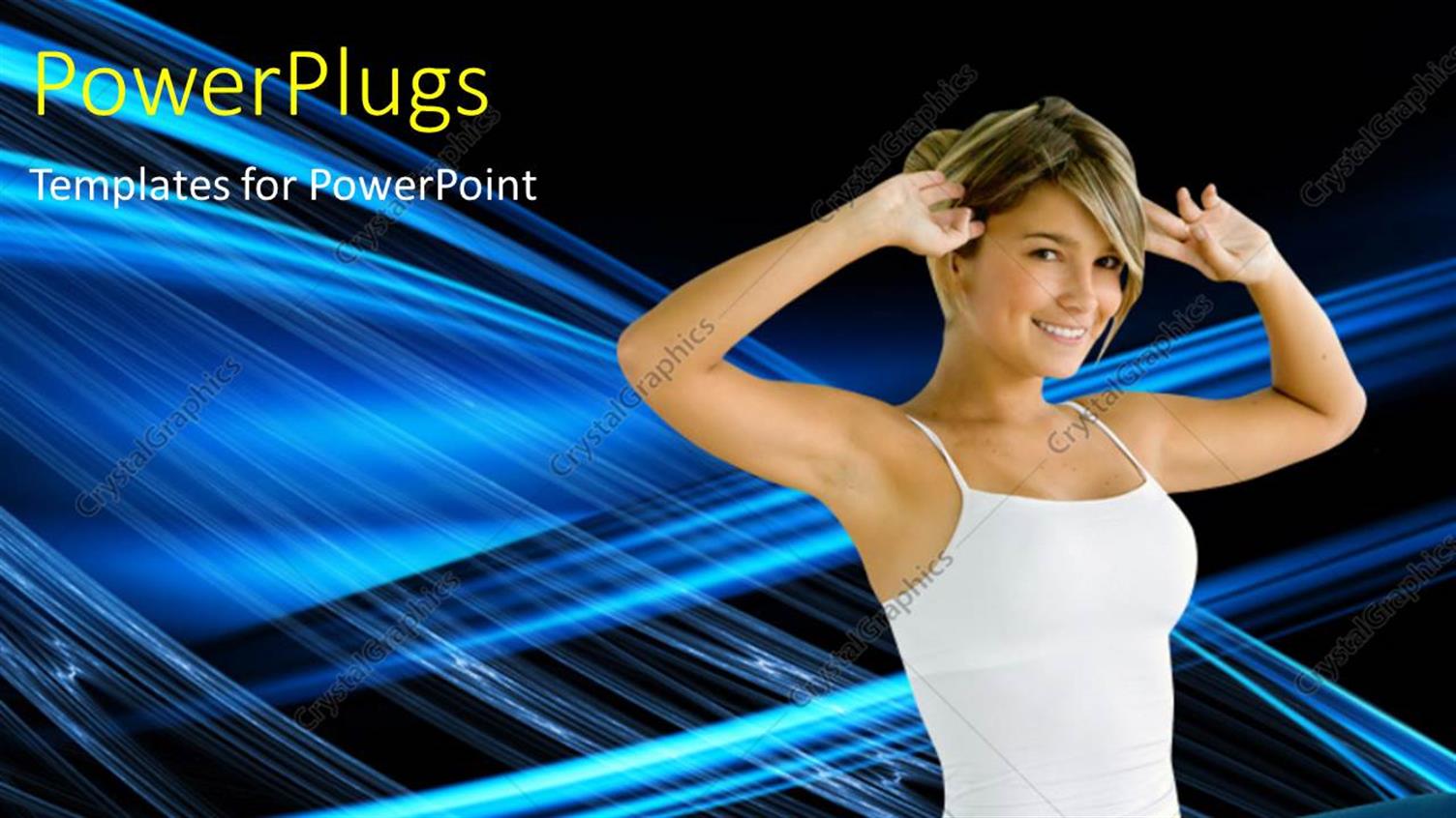 Featuring a Pretty Lady Practicing Aerobics on a Blue Background