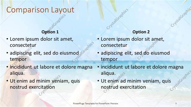 Comparison presentation slide layout