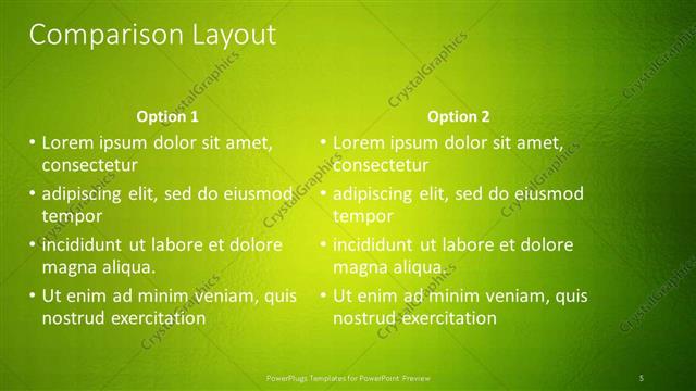 Comparison presentation slide layout