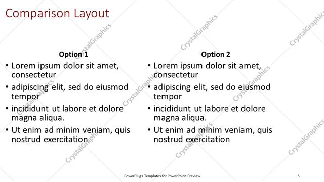 Comparison presentation slide layout