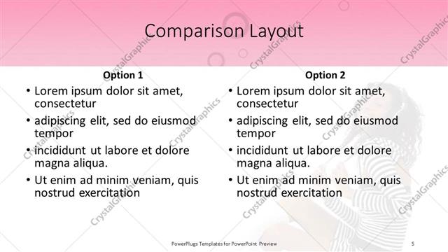 Comparison presentation slide layout