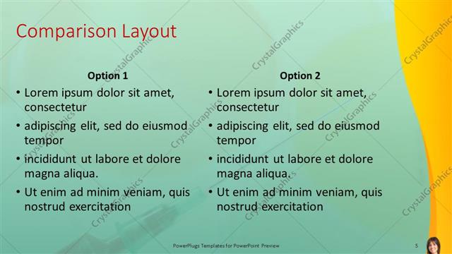 Comparison presentation slide layout