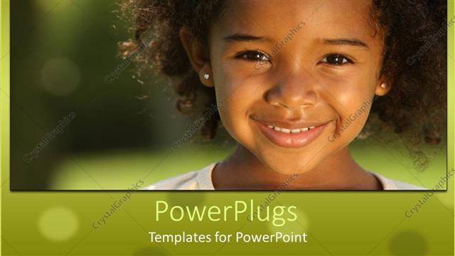  Presentation with pretty girl - Pretty little girl smiling happily on a blurry background