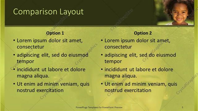 Comparison presentation slide layout