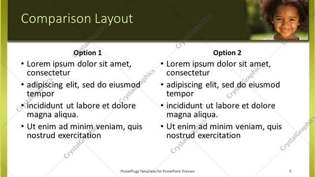 Comparison presentation slide layout