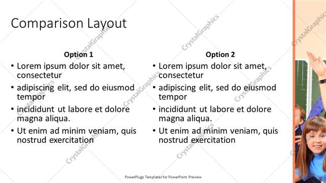 Comparison presentation slide layout