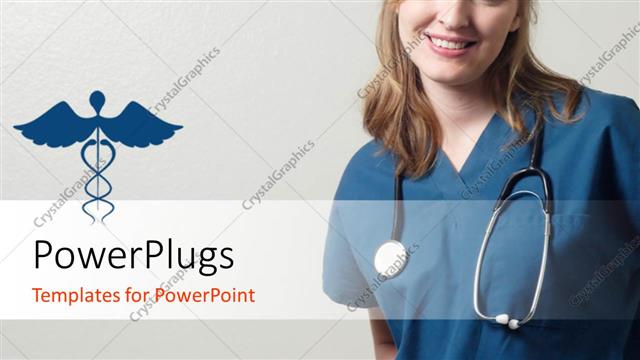  Presentation with medical profession - A pretty nurse smiling with a stethoscope round her neck